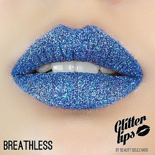 blue glitter lip