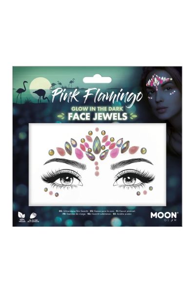 Face Jewels Glow In The Dark Pink Flamingo