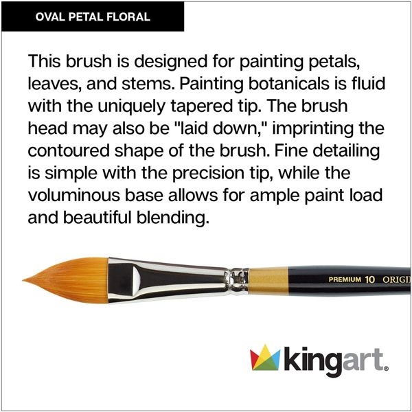 Kingart Golden Taklon Brush Oval Floral Petal 6